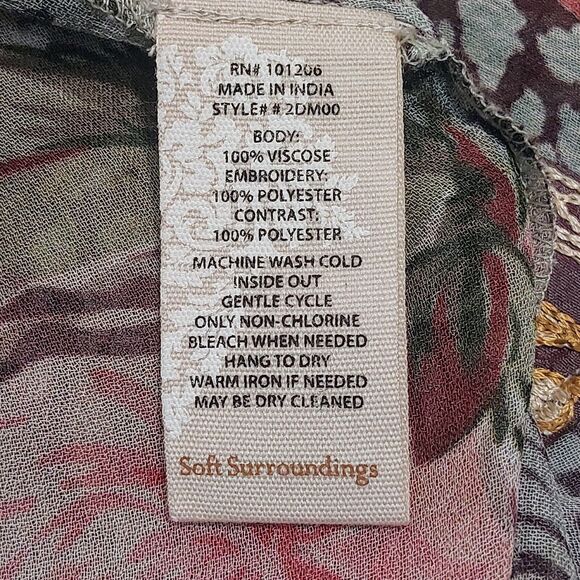 Soft Surroundings Women's Med. Open Cardigan Multi-color Floral Boho Semi-Sheer - Picture 7 of 10